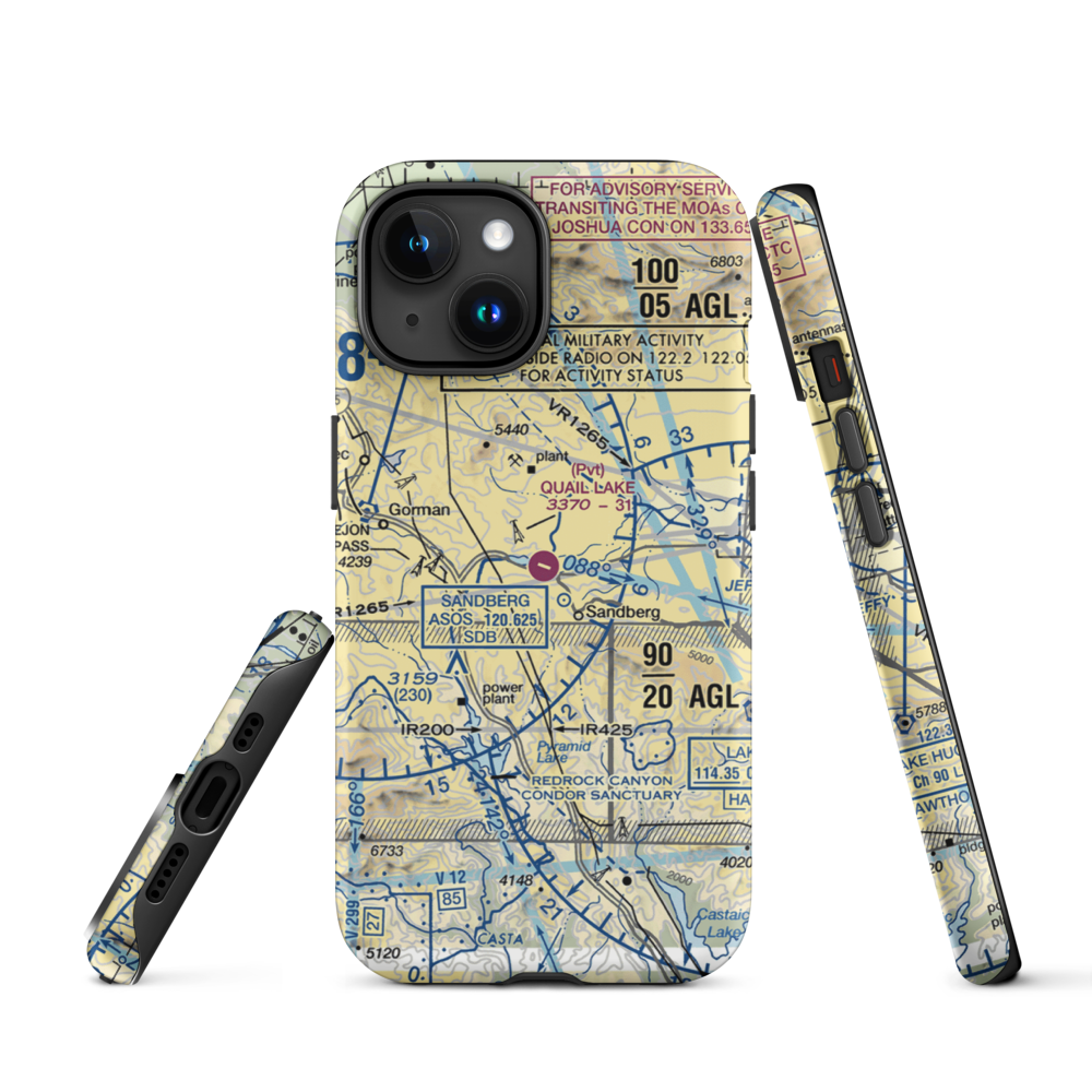 Quail Lake Sky Park Airport (CL46) VFR Sectional  Tough iPhone Case iPhone 15 model shown