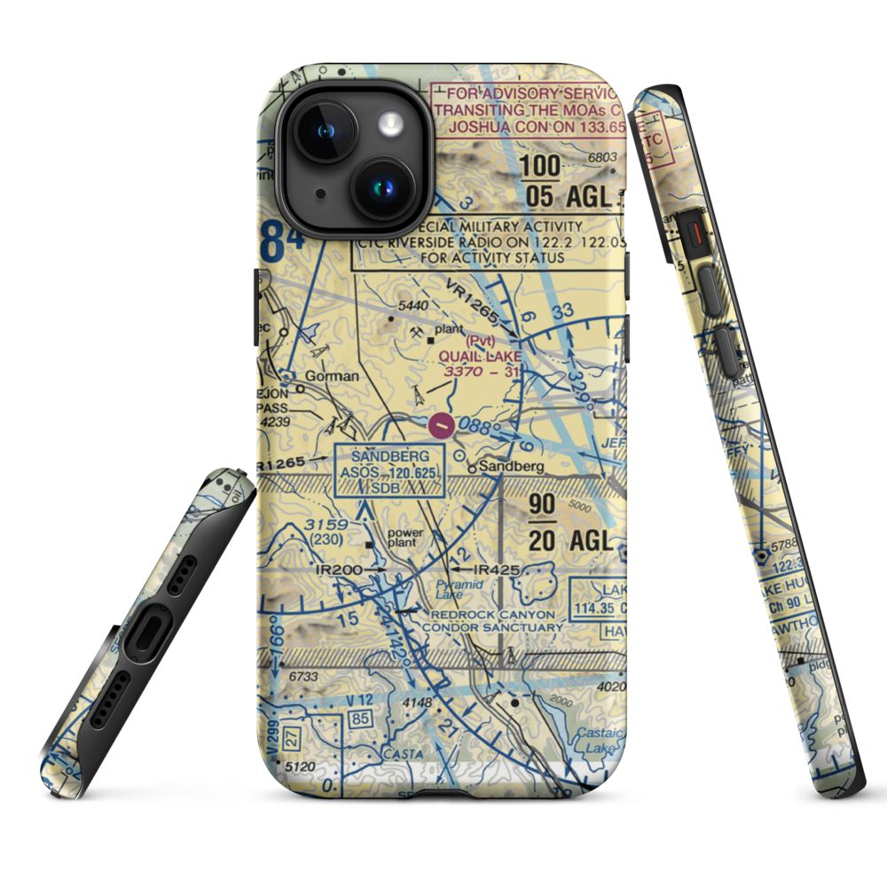 Quail Lake Sky Park Airport (CL46) VFR Sectional  Tough iPhone Case iPhone 15 Plus model shown
