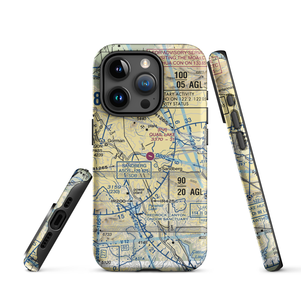 Quail Lake Sky Park Airport (CL46) VFR Sectional  Tough iPhone Case iPhone 15 Pro model shown