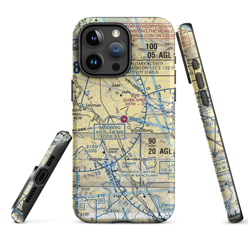 Quail Lake Sky Park Airport (CL46) VFR Sectional  Tough iPhone Case iPhone 15 Pro Max model shown
