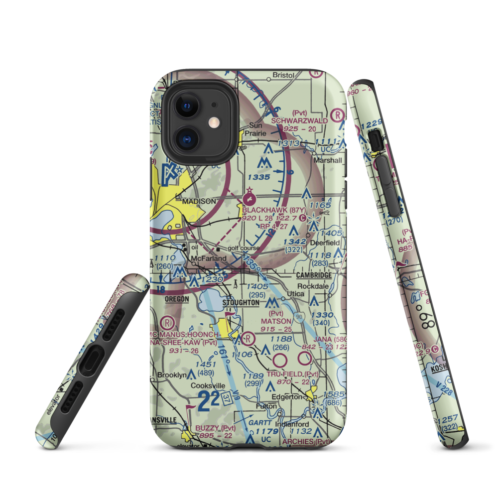 Quale Airport (87WI) VFR Sectional  Tough iPhone Case iPhone 11 model shown