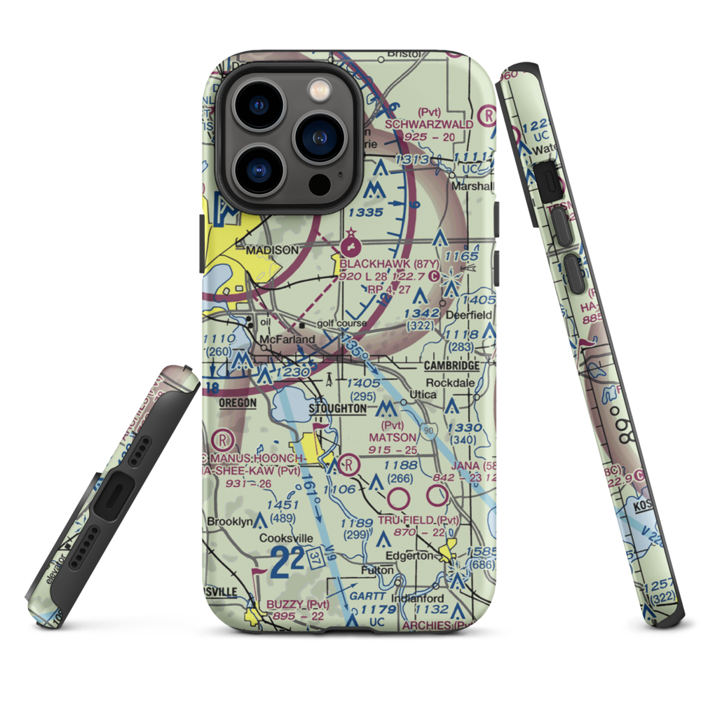 Quale Airport (87WI) VFR Sectional  Tough iPhone Case iPhone 13 Pro Max model shown