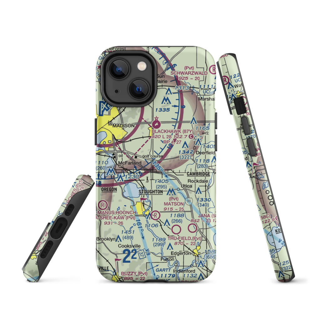 Quale Airport (87WI) VFR Sectional  Tough iPhone Case iPhone 14 model shown