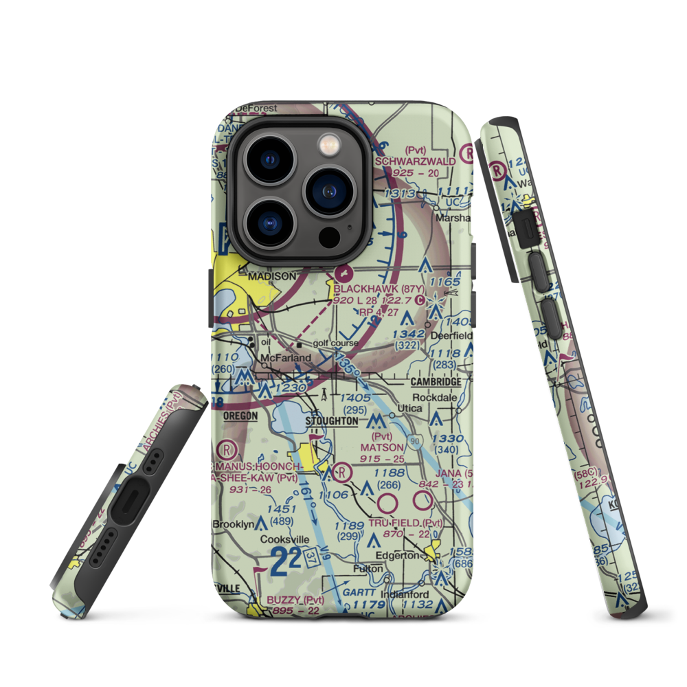 Quale Airport (87WI) VFR Sectional  Tough iPhone Case iPhone 14 Pro model shown