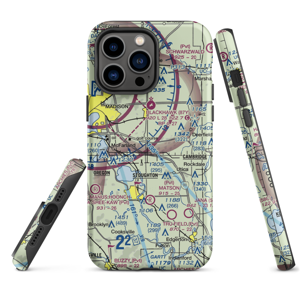 Quale Airport (87WI) VFR Sectional  Tough iPhone Case iPhone 14 Pro Max model shown