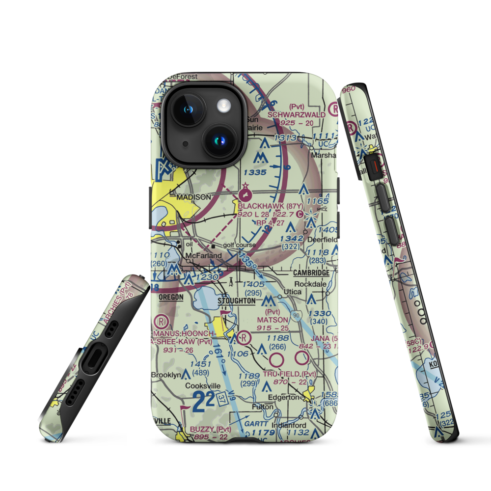 Quale Airport (87WI) VFR Sectional  Tough iPhone Case iPhone 15 model shown