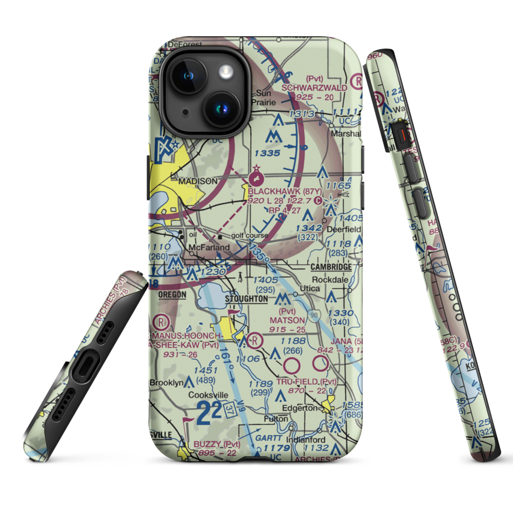 Quale Airport (87WI) VFR Sectional  Tough iPhone Case iPhone 15 Plus model shown
