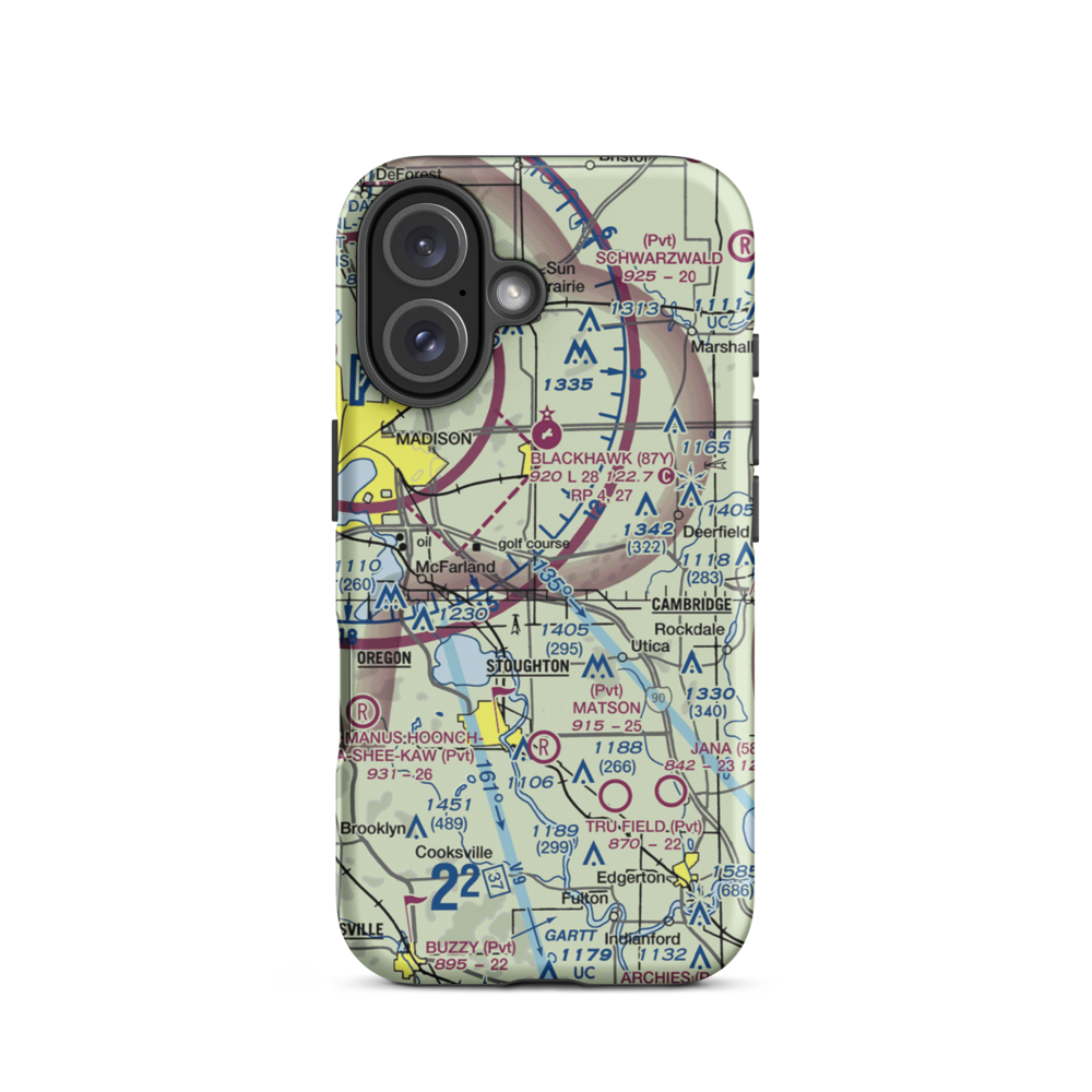 Quale Airport (87WI) VFR Sectional  Tough iPhone Case iPhone 16 model shown