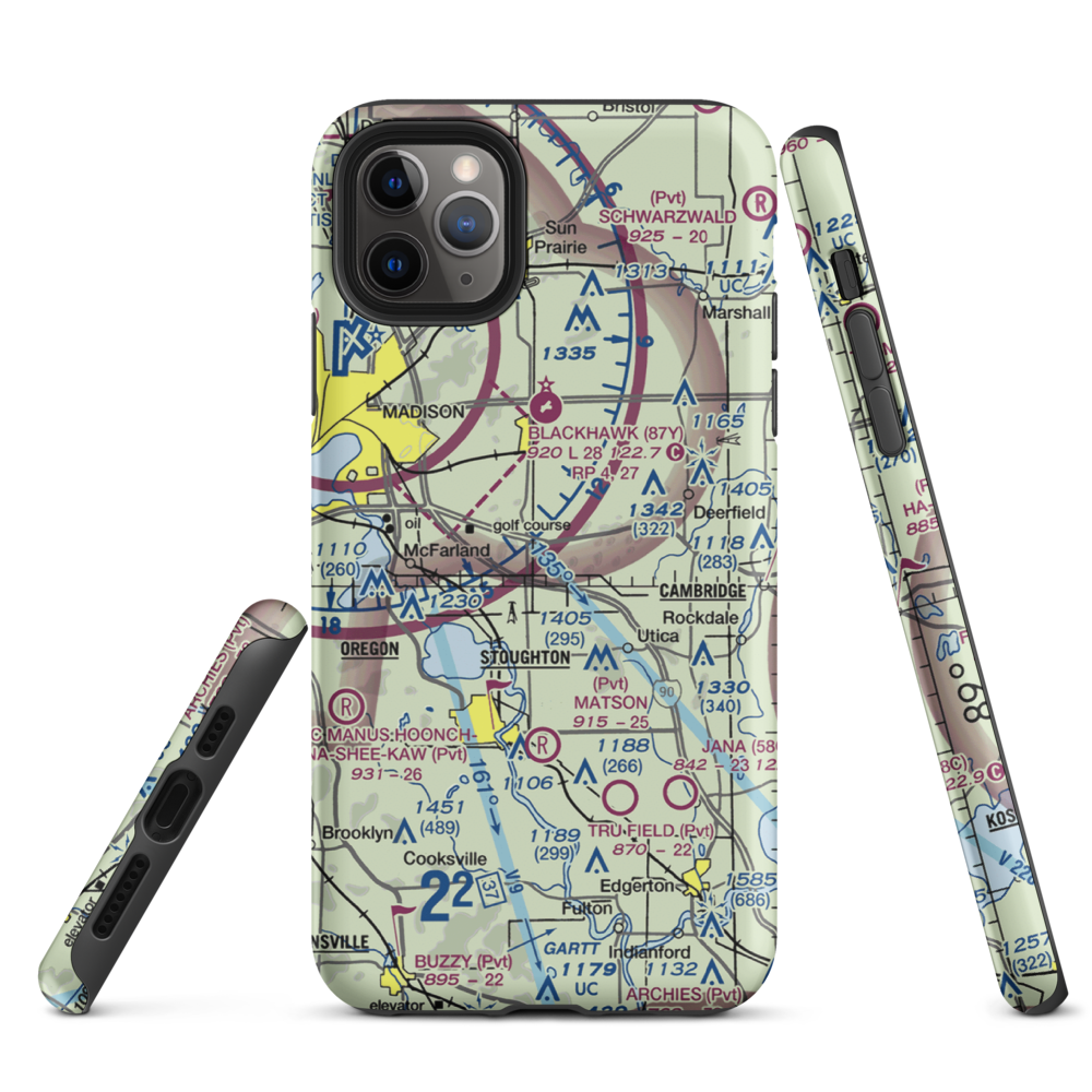 Quale Airport (87WI) VFR Sectional  Tough iPhone Case iPhone 11 Pro Max model shown