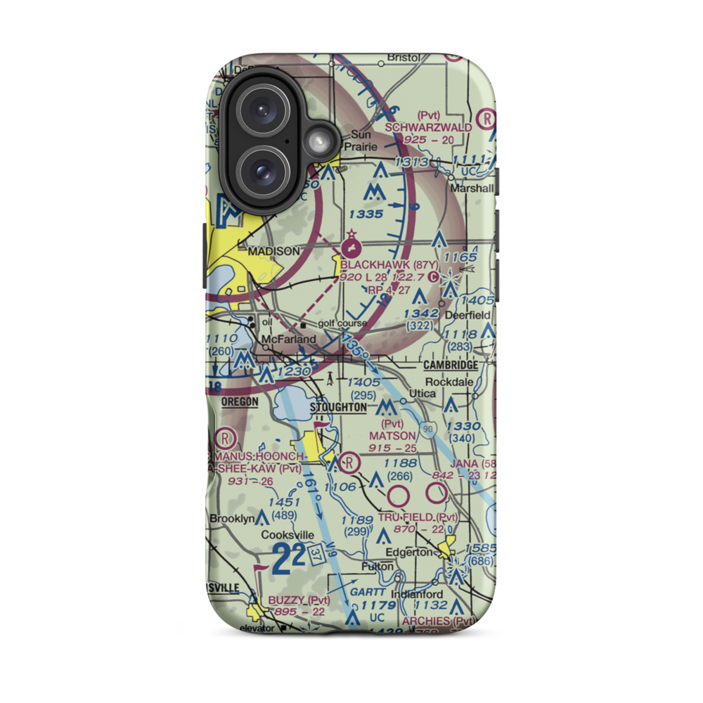 Quale Airport (87WI) VFR Sectional  Tough iPhone Case iPhone 16 Plus model shown