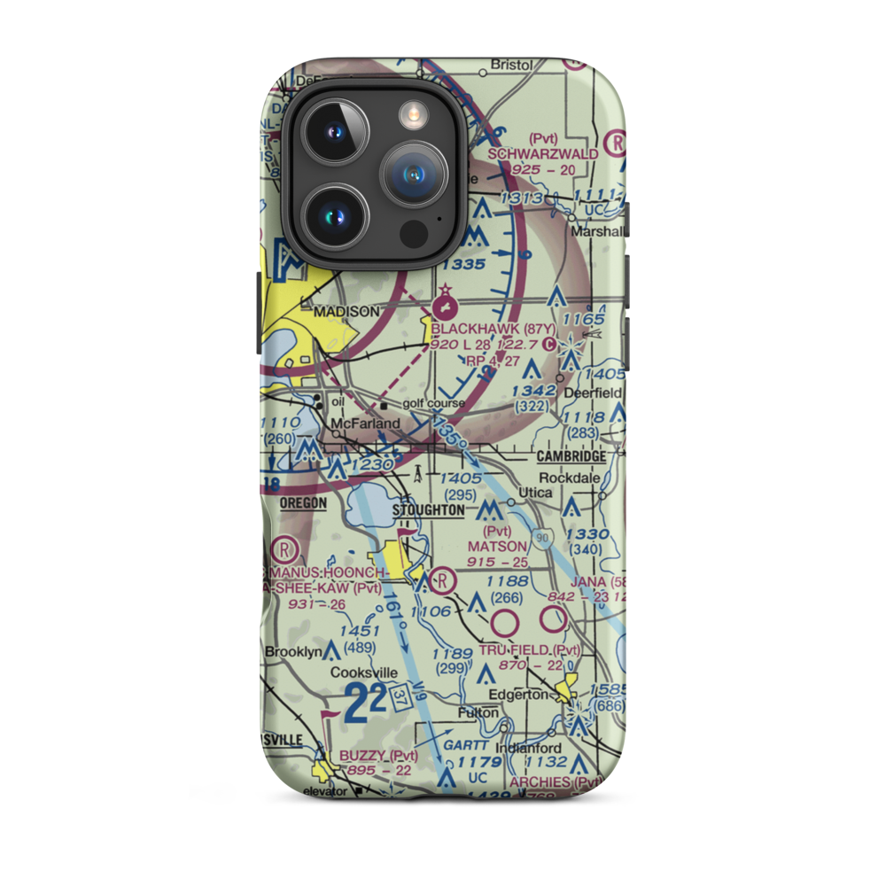 Quale Airport (87WI) VFR Sectional  Tough iPhone Case iPhone 16 Pro Max model shown