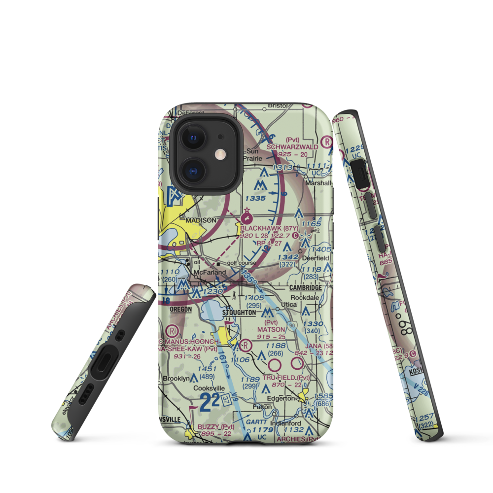 Quale Airport (87WI) VFR Sectional  Tough iPhone Case iPhone 12 mini model shown