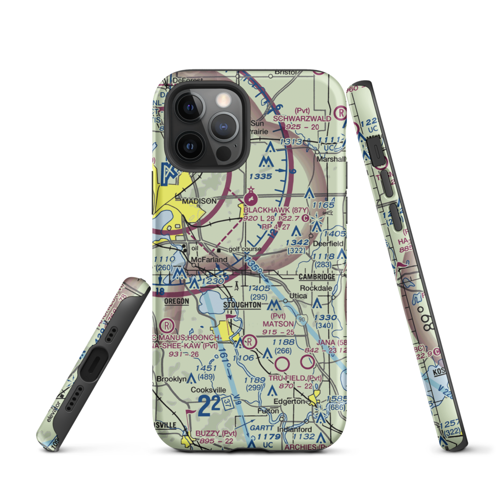 Quale Airport (87WI) VFR Sectional  Tough iPhone Case iPhone 12 Pro model shown