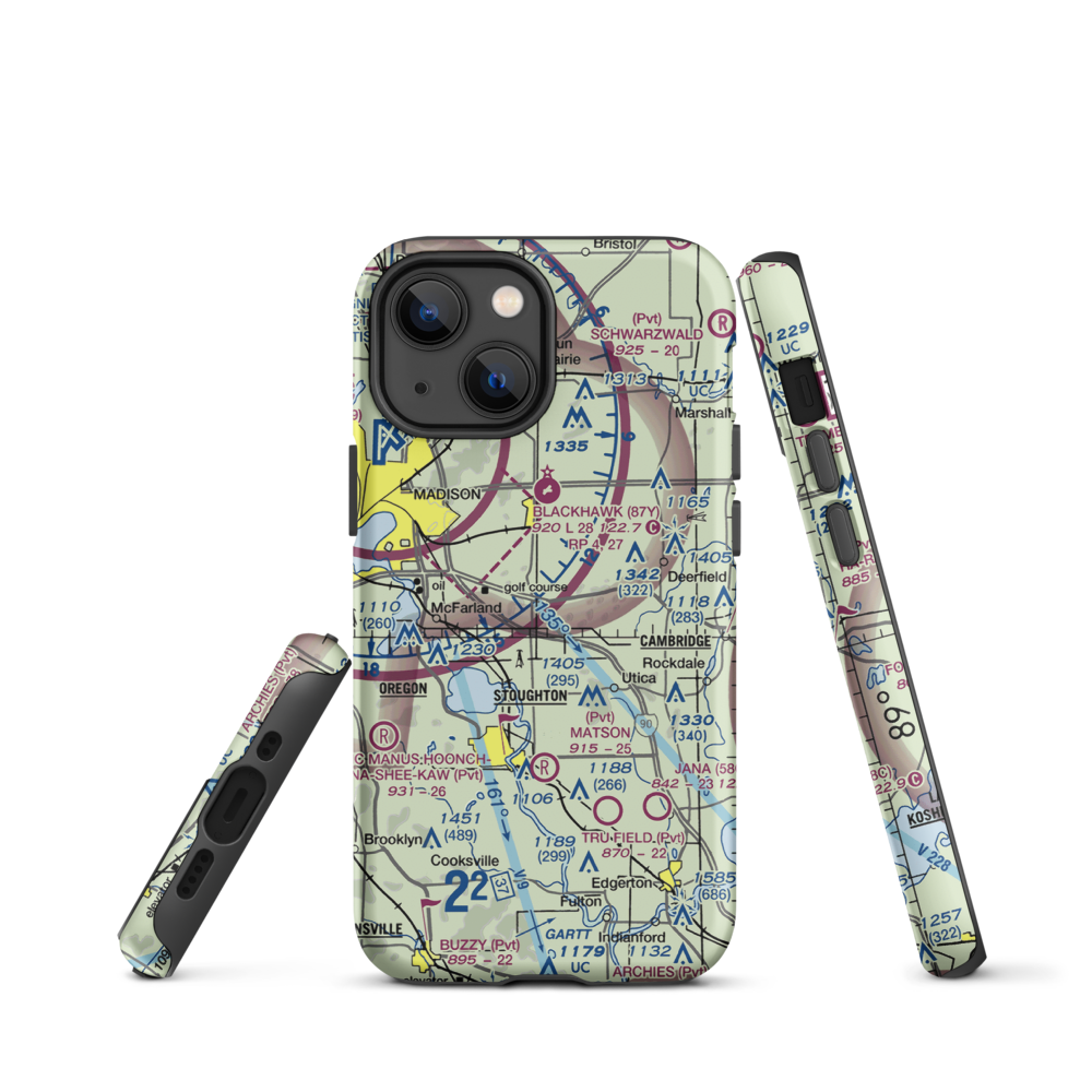 Quale Airport (87WI) VFR Sectional  Tough iPhone Case iPhone 13 mini model shown