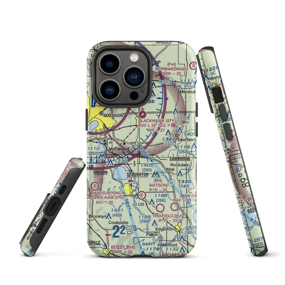 Quale Airport (87WI) VFR Sectional  Tough iPhone Case iPhone 13 Pro model shown