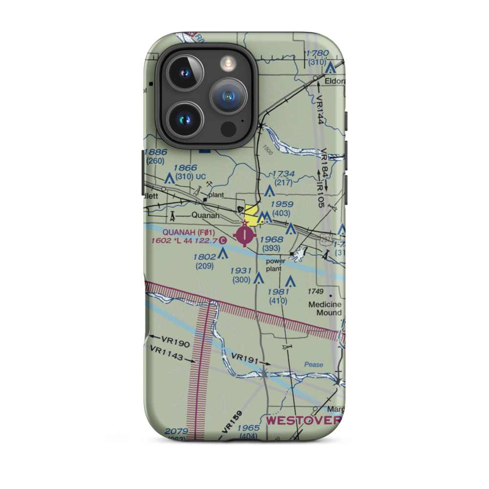 Quanah Municipal Airport (F01) VFR Sectional  Tough iPhone Case iPhone 16 Pro Max model shown