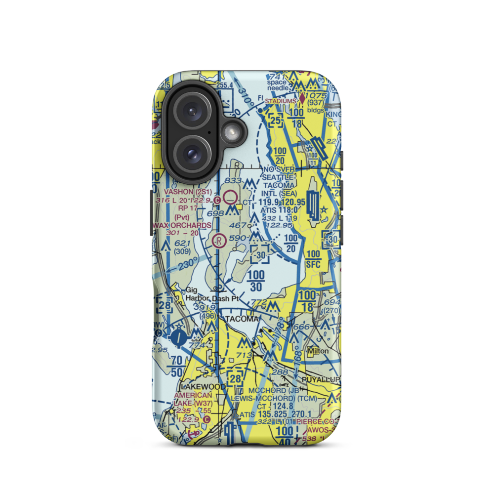 Quartermaster Harbor Seaplane Base (2WA2) VFR Sectional  Tough iPhone Case iPhone 16 model shown