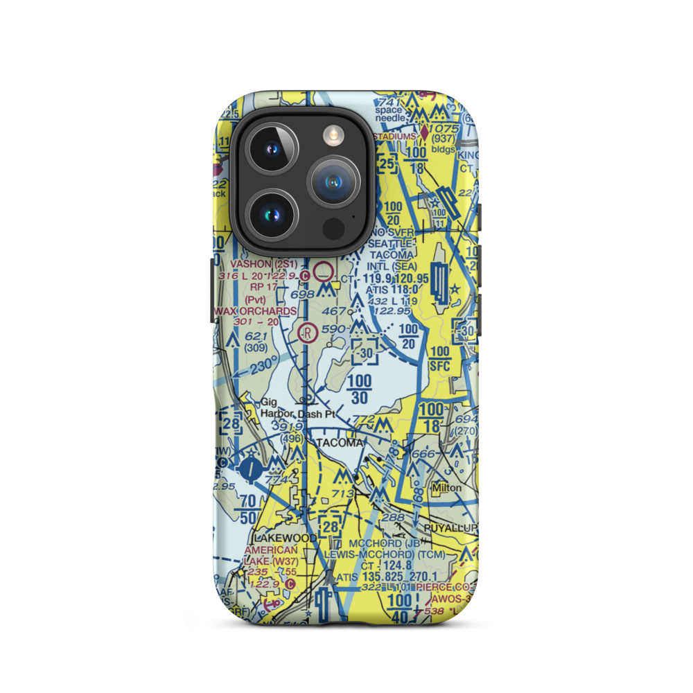 Quartermaster Harbor Seaplane Base (2WA2) VFR Sectional  Tough iPhone Case iPhone 16 Pro model shown