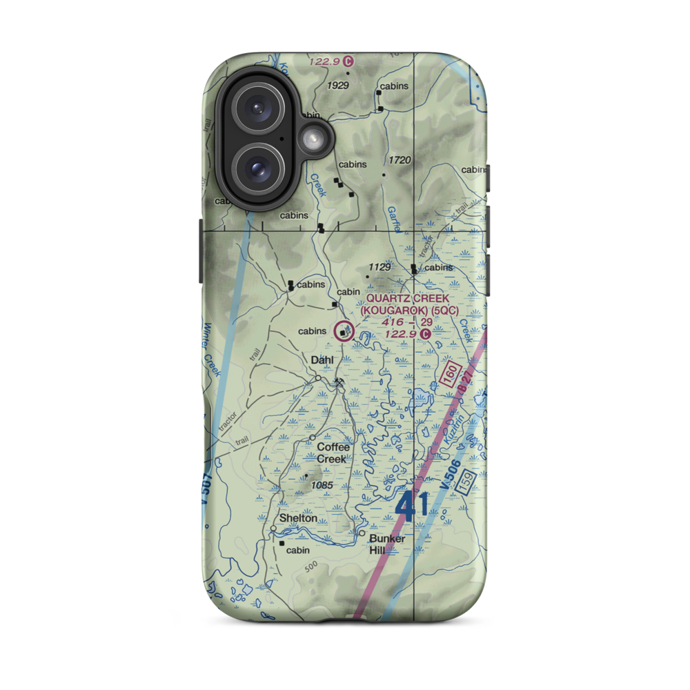 Quartz Creek /Kougarok/ Airport (5QC) VFR Sectional  Tough iPhone Case iPhone 16 Plus model shown