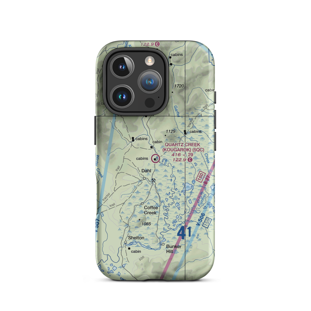 Quartz Creek /Kougarok/ Airport (5QC) VFR Sectional  Tough iPhone Case iPhone 16 Pro model shown