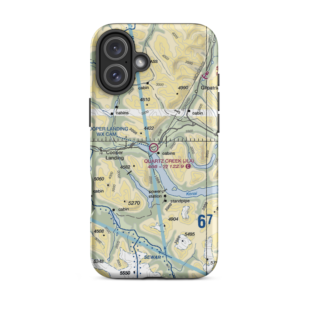 Quartz Creek Airport (JLA) VFR Sectional  Tough iPhone Case iPhone 16 Plus model shown