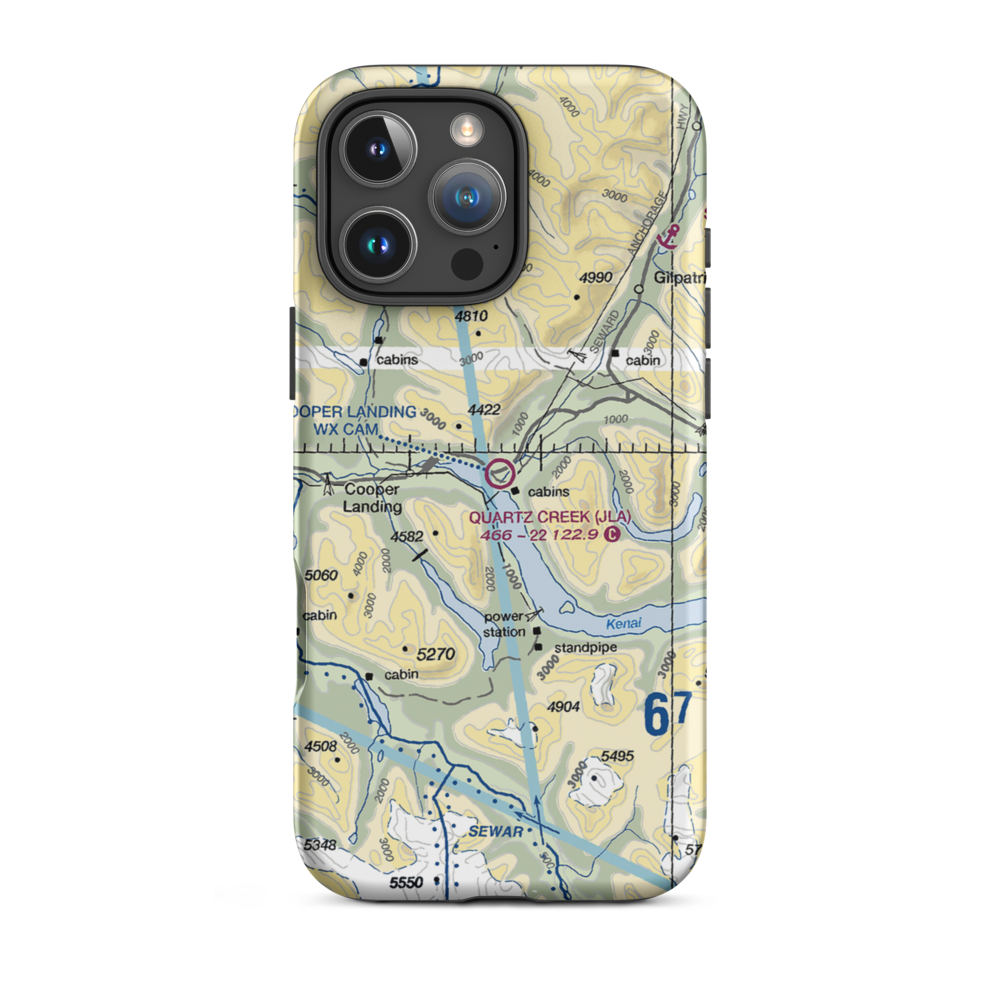 Quartz Creek Airport (JLA) VFR Sectional  Tough iPhone Case iPhone 16 Pro Max model shown
