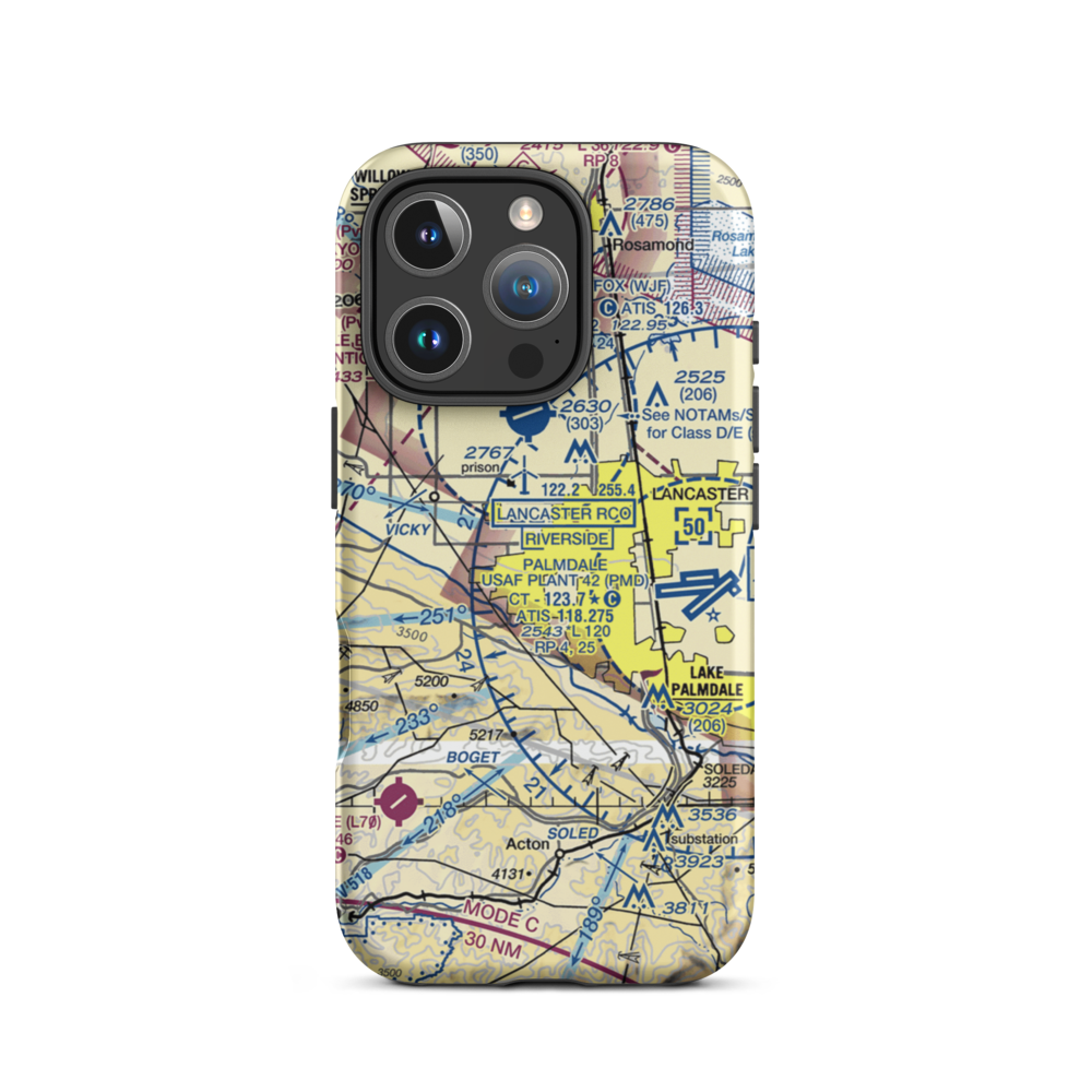 Quartz Hill Airport (RZH) VFR Sectional  Tough iPhone Case iPhone 16 Pro model shown