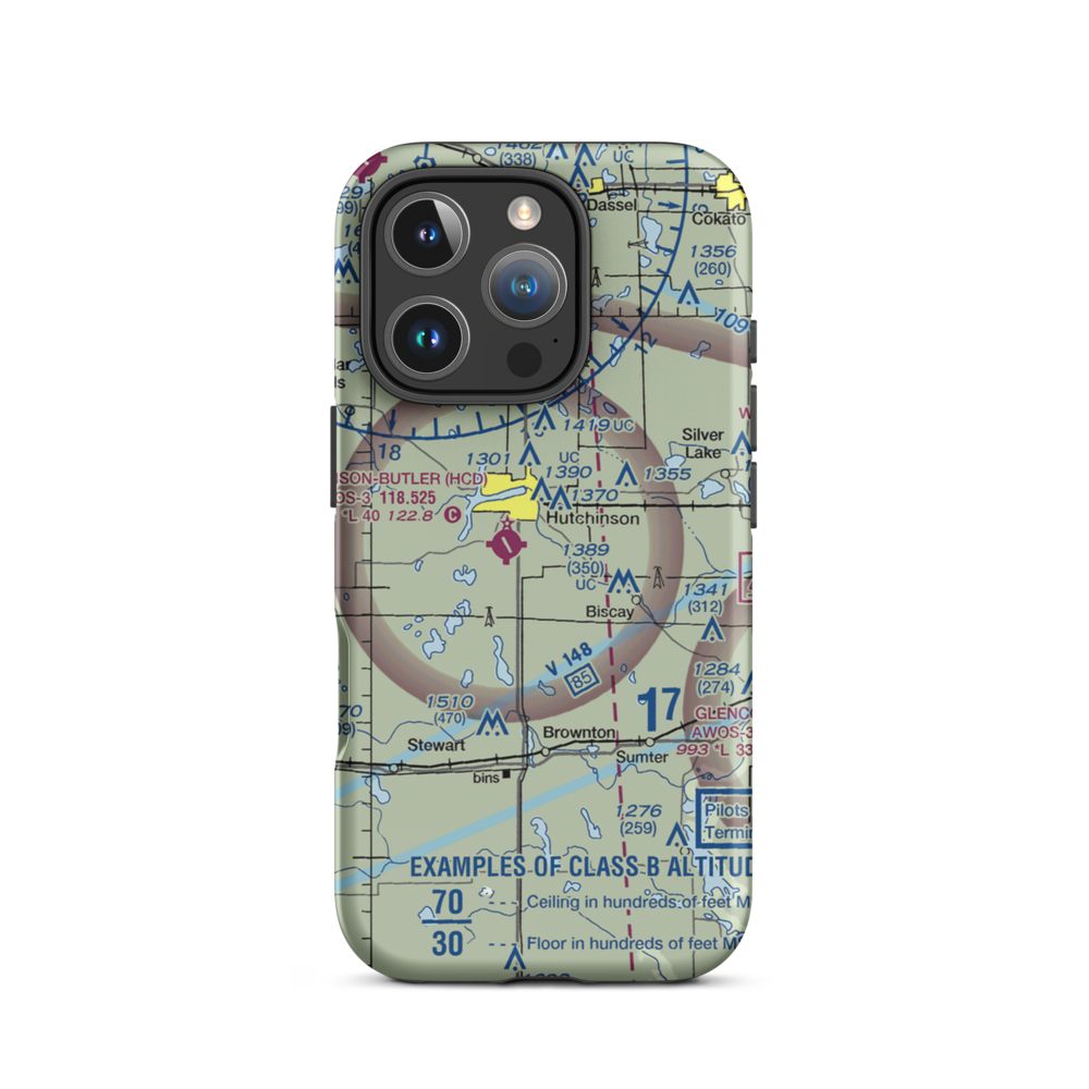 Quast Airport (MN62) VFR Sectional  Tough iPhone Case iPhone 16 Pro model shown