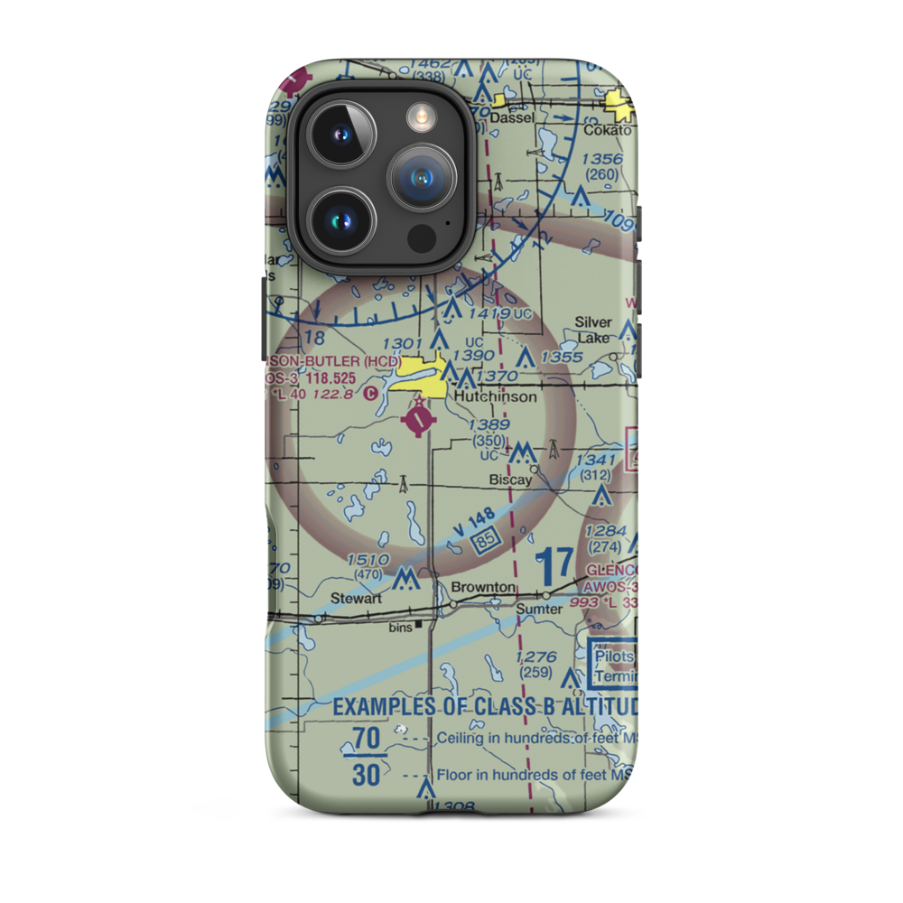 Quast Airport (MN62) VFR Sectional  Tough iPhone Case iPhone 16 Pro Max model shown