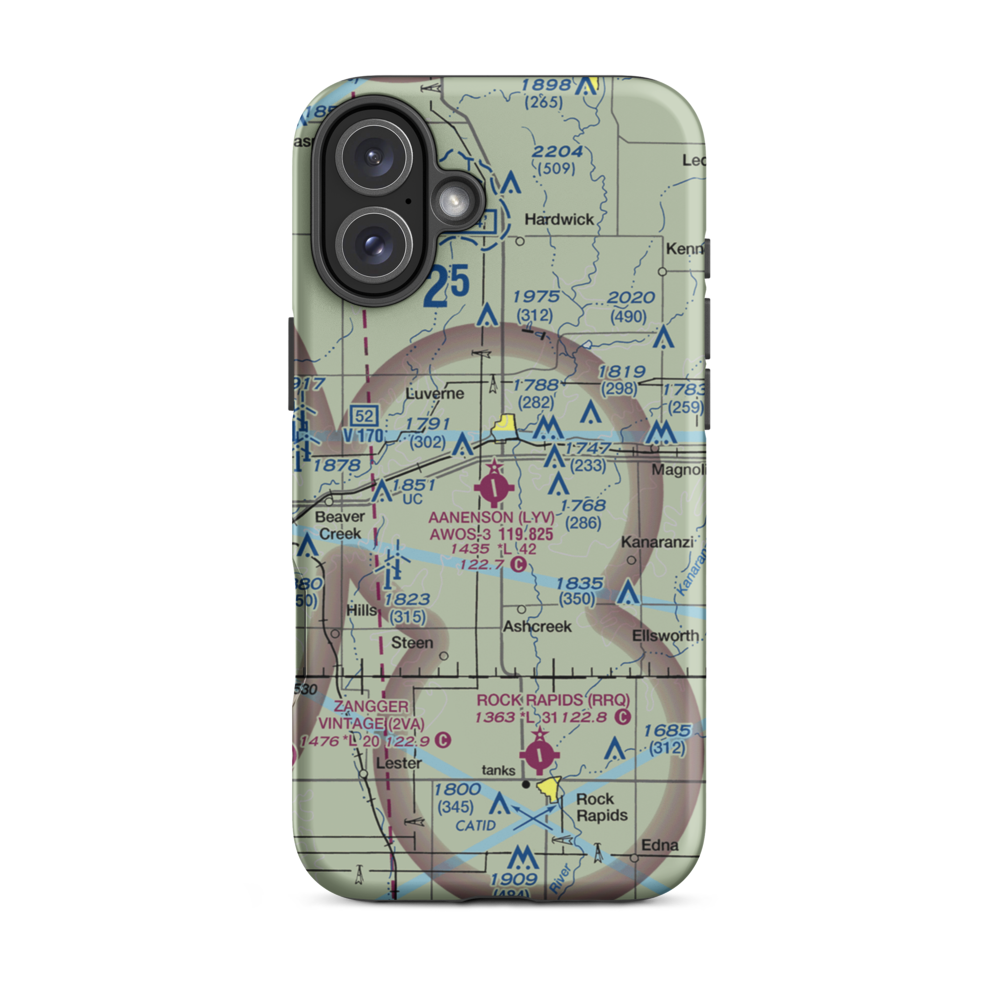Quentin Aanenson Field (LYV) VFR Sectional  Tough iPhone Case iPhone 16 Plus model shown