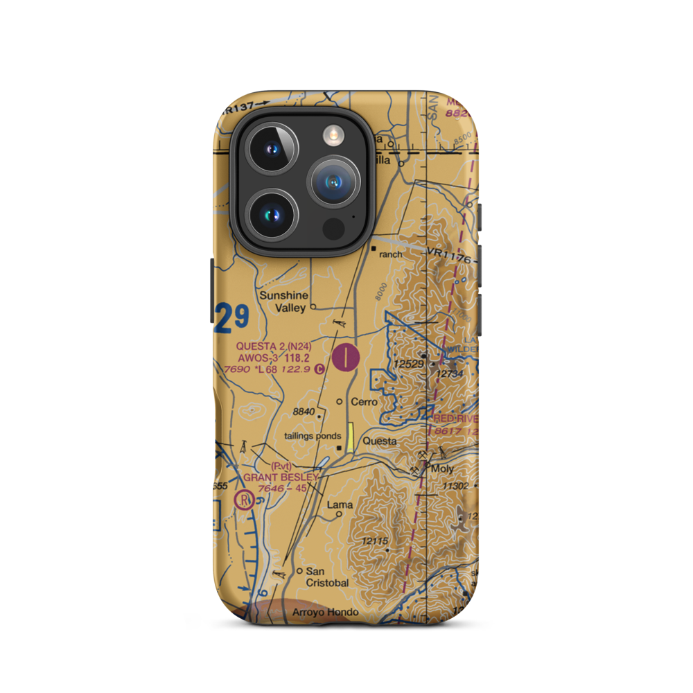 Questa Municipal Nr 2 Airport (N24) VFR Sectional  Tough iPhone Case iPhone 16 Pro model shown