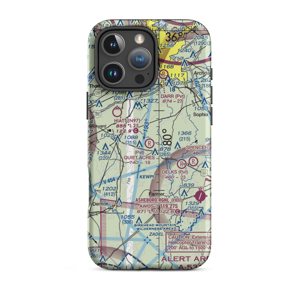 Quiet Acres Airport (NC31) VFR Sectional  Tough iPhone Case iPhone 16 Pro Max model shown