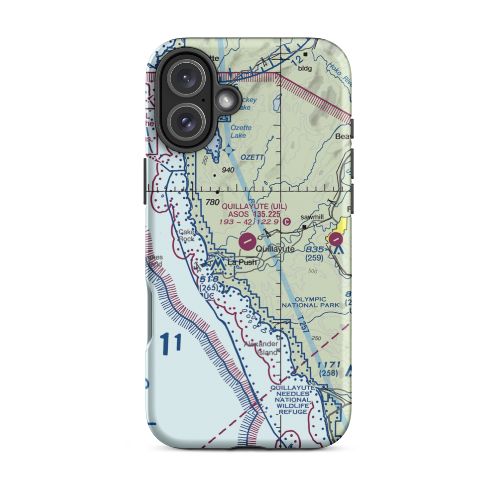 Quillayute Airport (UIL) VFR Sectional  Tough iPhone Case iPhone 16 Plus model shown