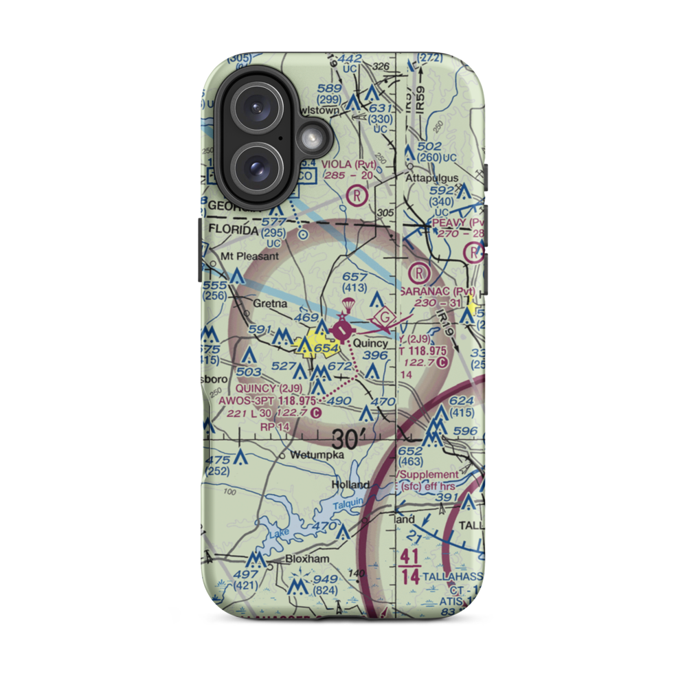 Quincy Municipal Airport (2J9) VFR Sectional  Tough iPhone Case iPhone 16 Plus model shown