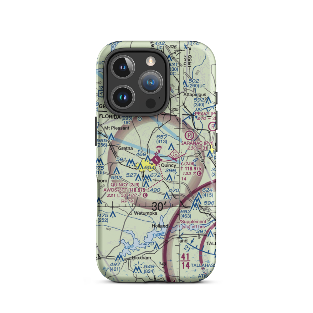 Quincy Municipal Airport (2J9) VFR Sectional  Tough iPhone Case iPhone 16 Pro model shown