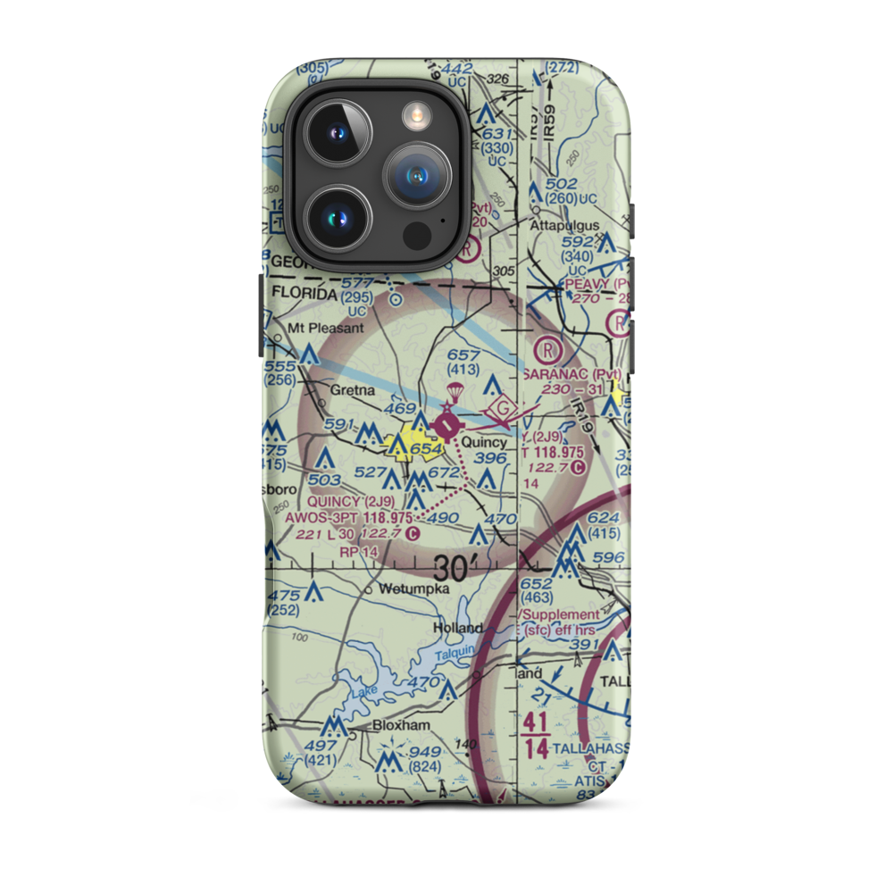 Quincy Municipal Airport (2J9) VFR Sectional  Tough iPhone Case iPhone 16 Pro Max model shown