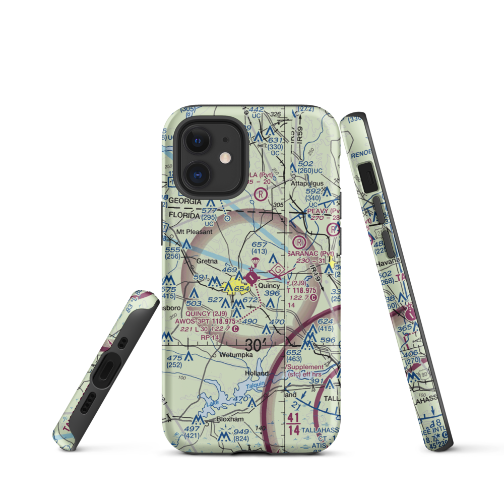 Quincy Municipal Airport (2J9) VFR Sectional  Tough iPhone Case iPhone 12 mini model shown