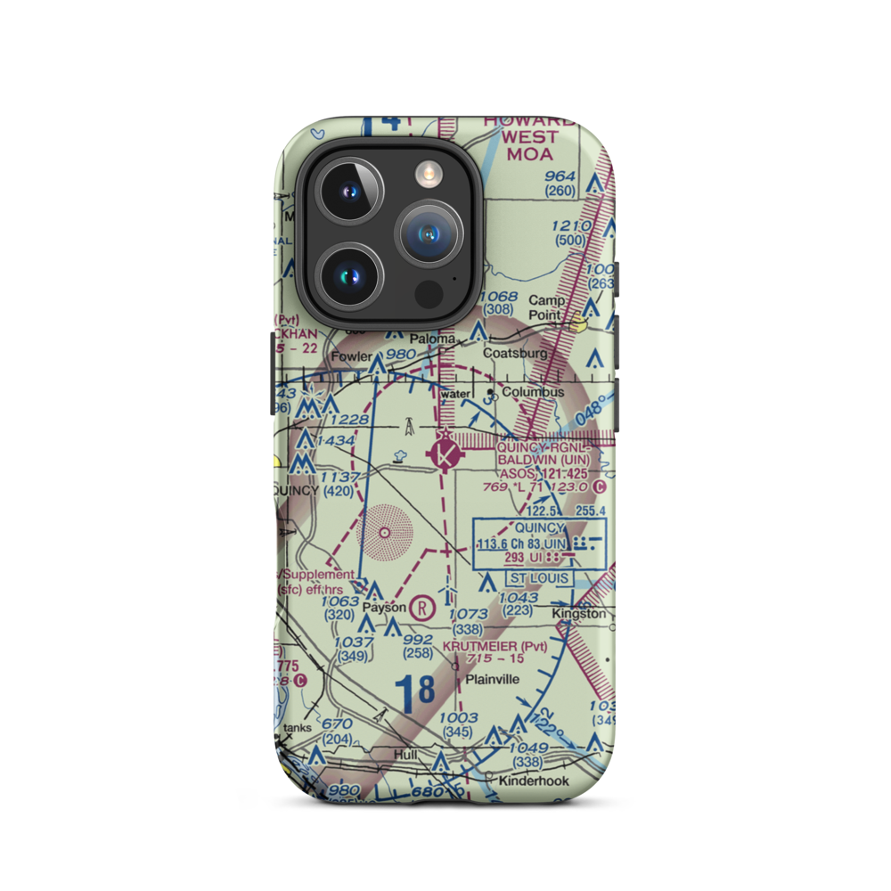 Quincy Regional Baldwin Field (UIN) VFR Sectional  Tough iPhone Case iPhone 16 Pro model shown