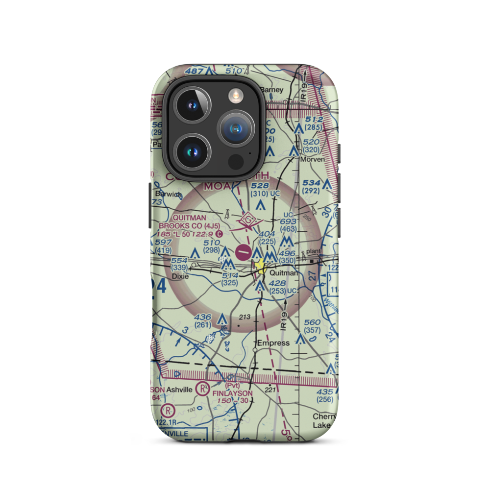 Quitman Brooks County Airport (4J5) VFR Sectional  Tough iPhone Case iPhone 16 Pro model shown