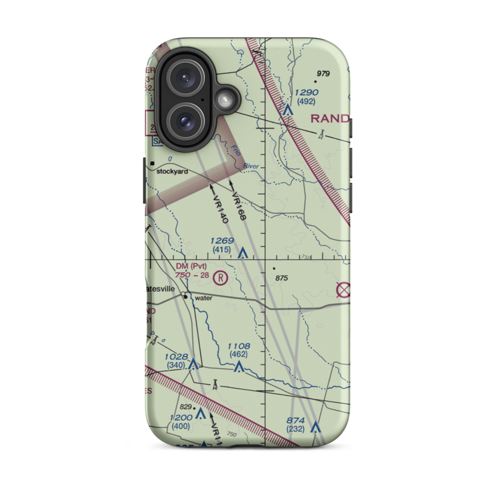 R & J Livestock County Airport (TA82) VFR Sectional  Tough iPhone Case iPhone 16 Plus model shown