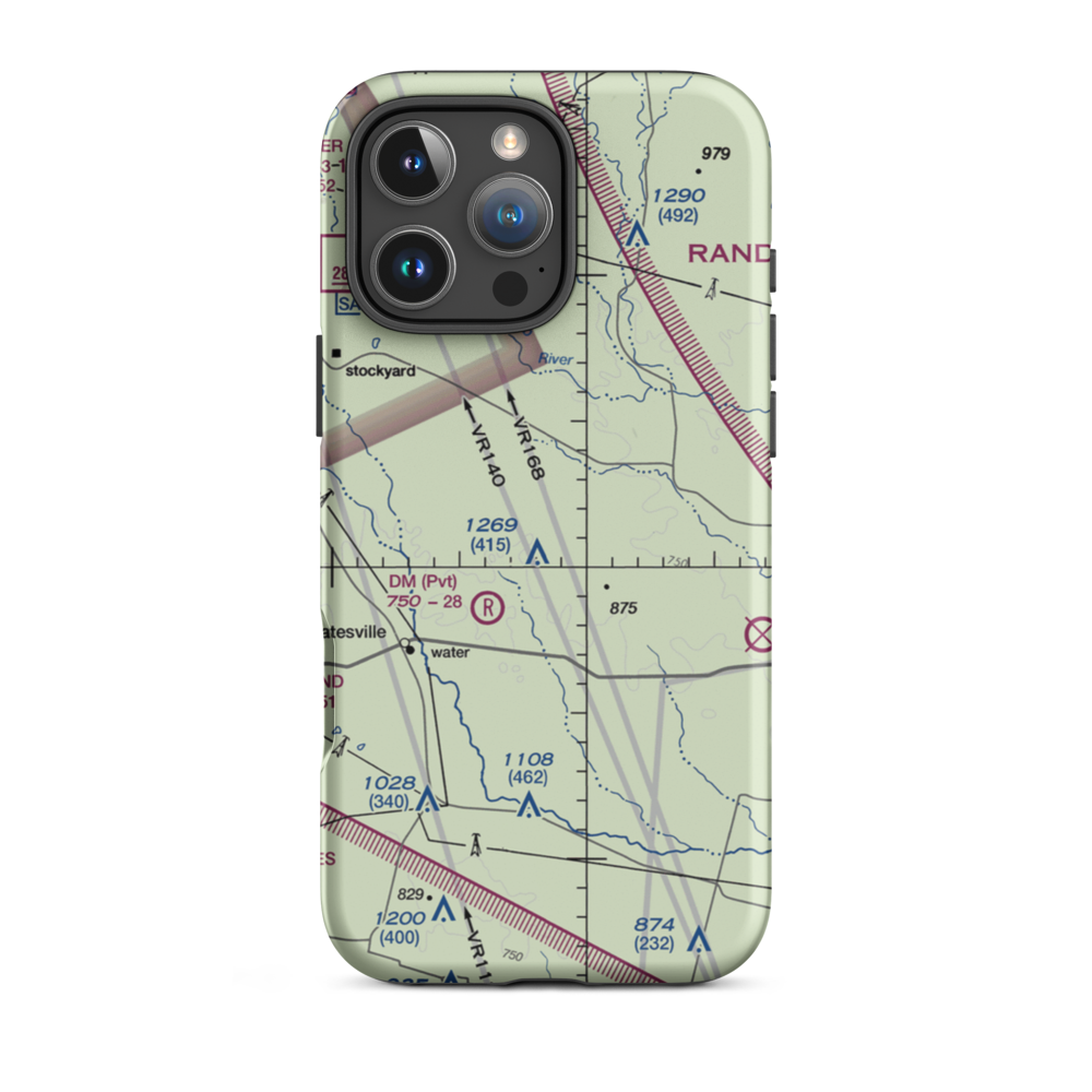 R & J Livestock County Airport (TA82) VFR Sectional  Tough iPhone Case iPhone 16 Pro Max model shown