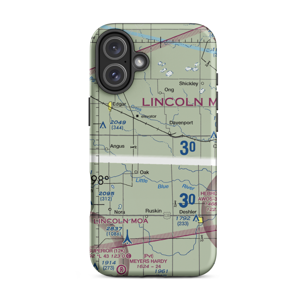 R & R Farms Airport (80NE) VFR Sectional  Tough iPhone Case iPhone 16 Plus model shown