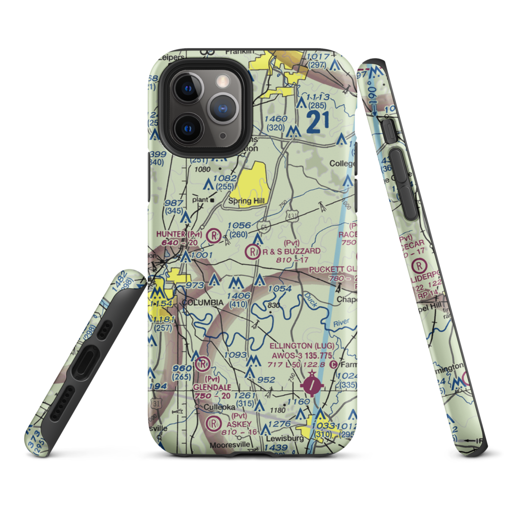 R & S Buzzard Airport (0TN0) VFR Sectional  Tough iPhone Case iPhone 11 Pro model shown