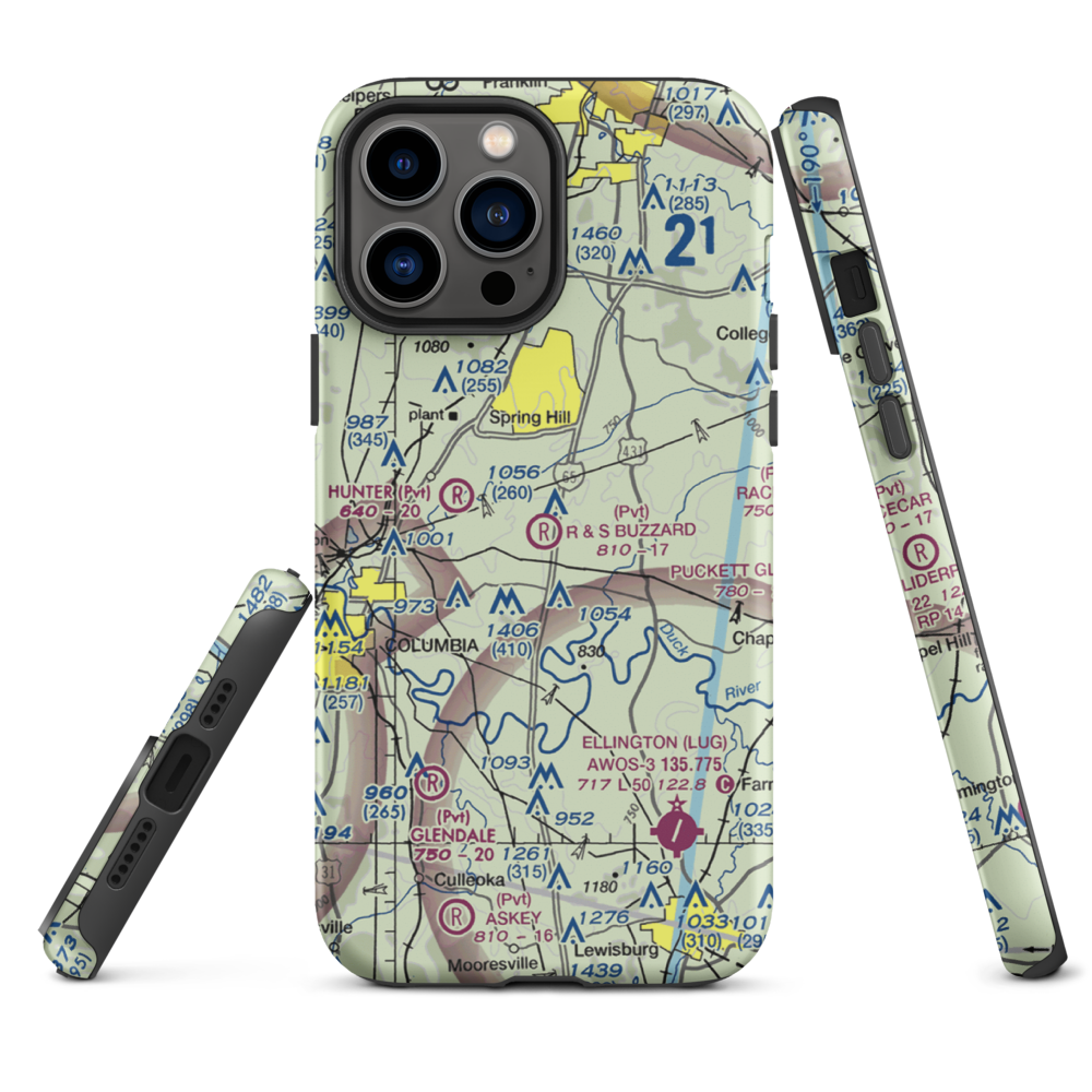 R & S Buzzard Airport (0TN0) VFR Sectional  Tough iPhone Case iPhone 13 Pro Max model shown