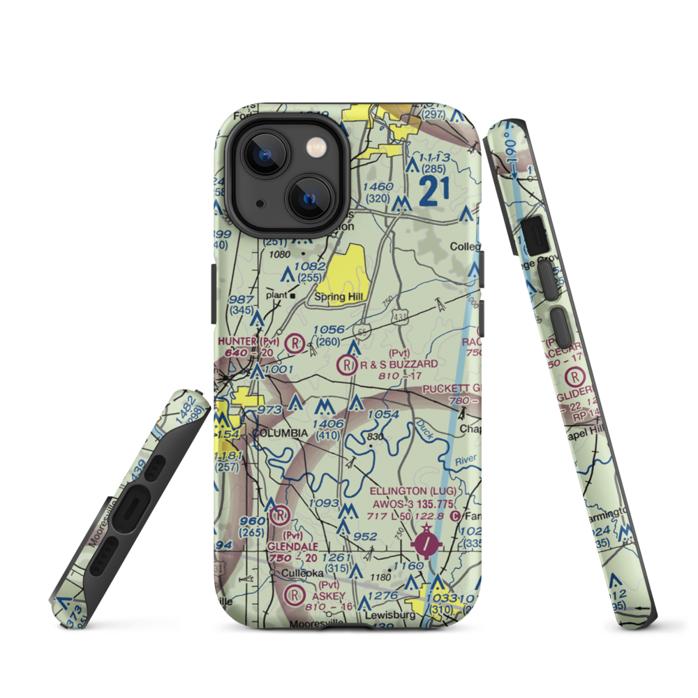 R & S Buzzard Airport (0TN0) VFR Sectional  Tough iPhone Case iPhone 14 model shown