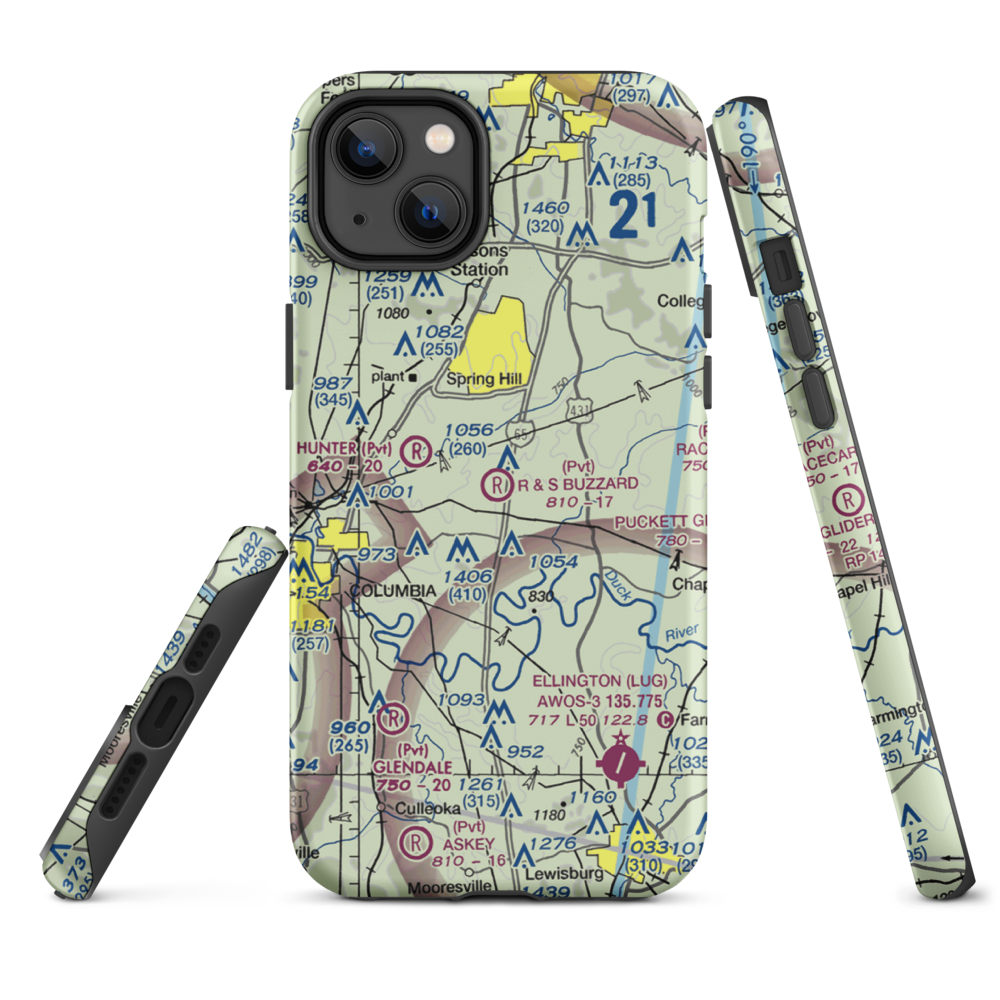 R & S Buzzard Airport (0TN0) VFR Sectional  Tough iPhone Case iPhone 14 Plus model shown