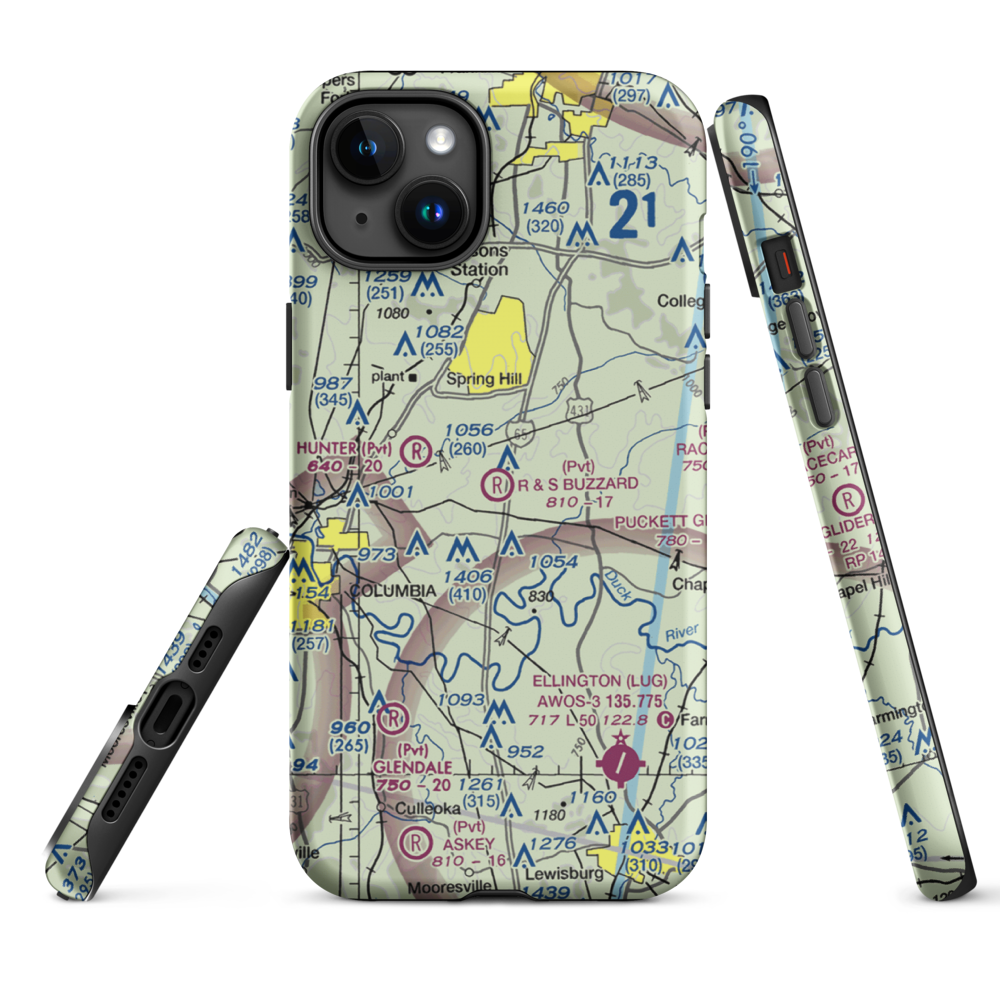 R & S Buzzard Airport (0TN0) VFR Sectional  Tough iPhone Case iPhone 15 Plus model shown