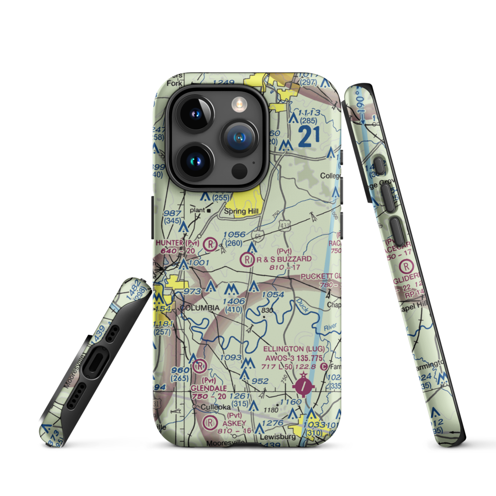 R & S Buzzard Airport (0TN0) VFR Sectional  Tough iPhone Case iPhone 15 Pro model shown