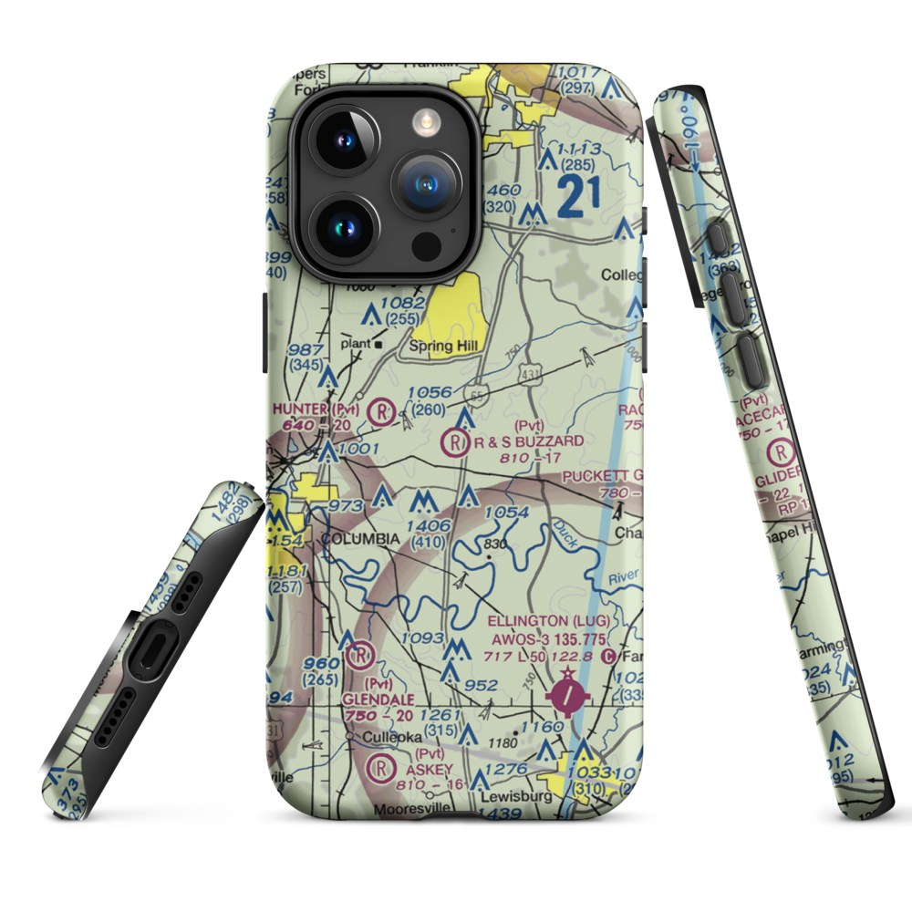 R & S Buzzard Airport (0TN0) VFR Sectional  Tough iPhone Case iPhone 15 Pro Max model shown