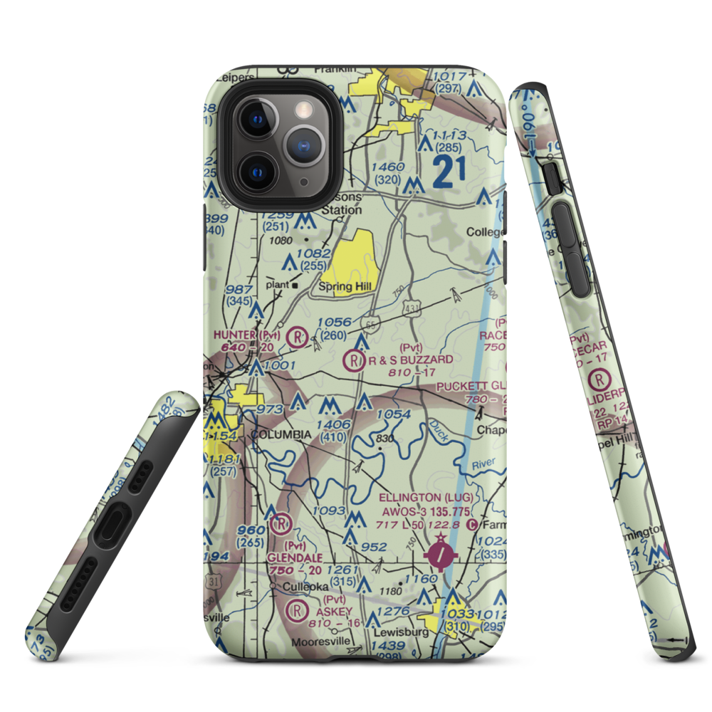 R & S Buzzard Airport (0TN0) VFR Sectional  Tough iPhone Case iPhone 11 Pro Max model shown
